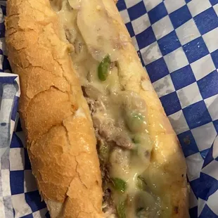 Cheesesteak with provolone. Very good! I'm sure it would be better if I ate it on the spot but it was hot out... lol I'd have it again!