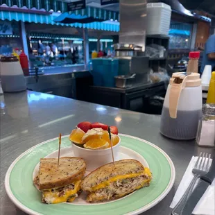 Tuna Melt with a side of fruit