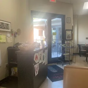 a woman standing in a deli