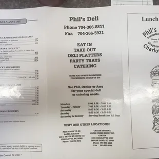 Great Deli Menu