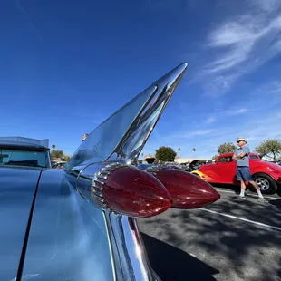 Cadillac parked behind Phil&apos;s at free car show every Sunday.