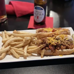 Chili dogs with Phil&apos;s housemade chili!