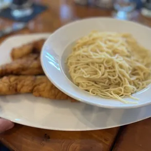 Chicken fingers and pasta