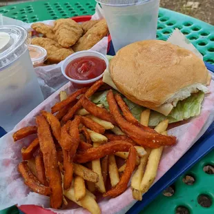 Hot and Crunchy Fish Sandwich with Mixed Fries