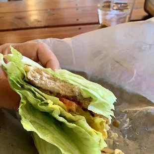 This is what's in the chicken no-burger lettuce wrap.