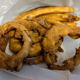 Onion rings and fries