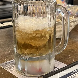 Mugs are so cold the beer makes an iceberg!