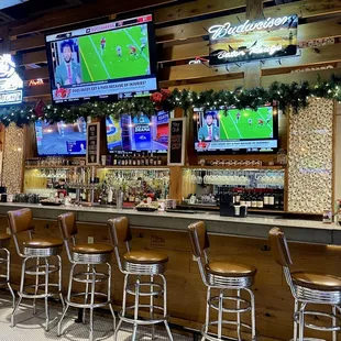 the bar and televisions