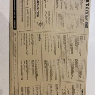 Front of menu