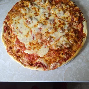 Half cheese/half sausage large pizza