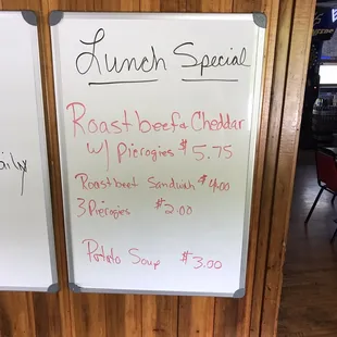 menu and prices