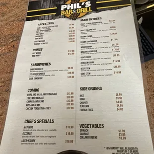 menu