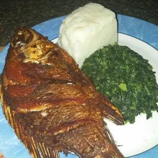 Tilapia it was way too over cooked. Tasteless.