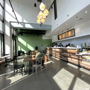 Interior- pickup at high counter; seating