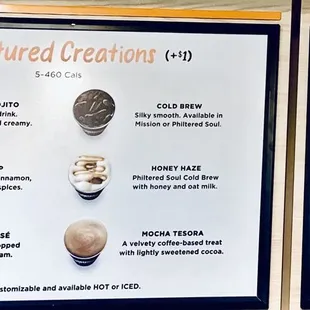 Menu 10/24 featured creations &amp; Philz favorites