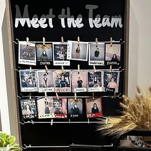 a display of photos of the team