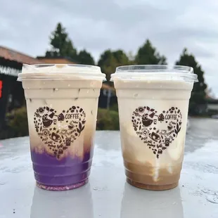 Ube coffee and coconut coffee