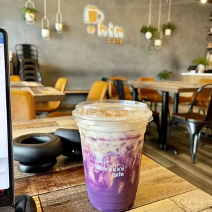 Ube iced coffee