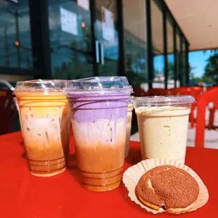 Egg Coffee . Ube Coffee . chocolate cream puff