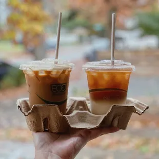 Left: Vietnamese coffee / Right: yogurt coffee