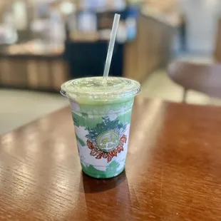 Iced strawberry matcha latte ($5.50)