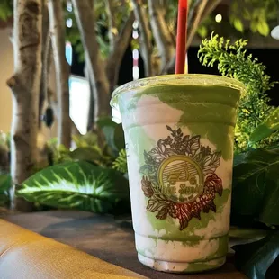 Ice blended strawberry matcha.