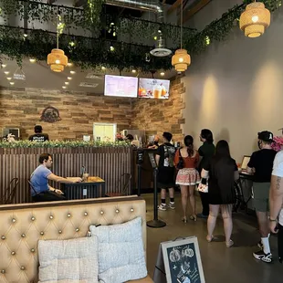 The line is typically this long