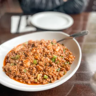 Eggplant with ground pork and prawns