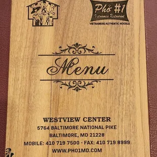 a menu for a restaurant