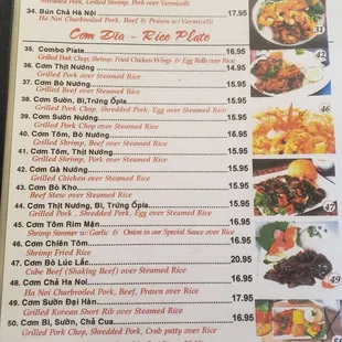 Menu Rice Plates