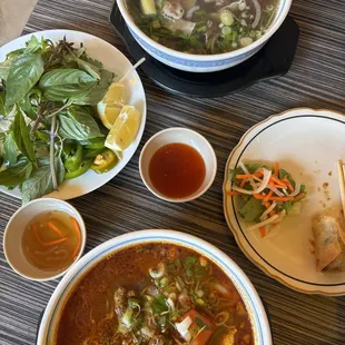 19. Mi Bo Kho, 5. Pho Tai Gau, &amp; veggie egg rolls