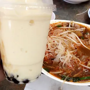 Pho &amp; durian boba smoothie. Yum! Their pho is on point. I always come back here for their pho