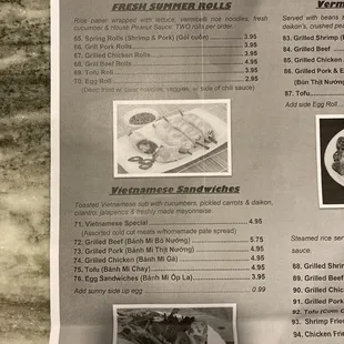 a menu for a restaurant