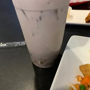 taro milk tea with fruit jelly