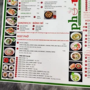 Pho #1 - menu, appetizer, sandwich, beef pho