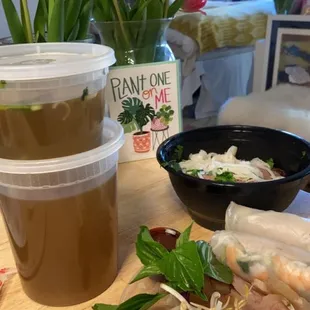 Larger Beef Broth Pho with Chin (Well-Done Brisket), Mushrooms, Sách (Bible Tripe), Meatballs) and Soft Tendon