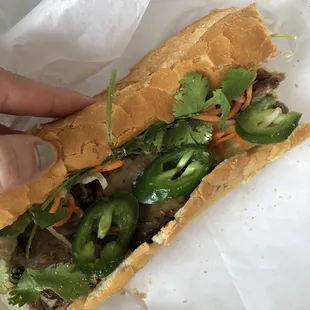 Grilled chicken banh mi sandwich