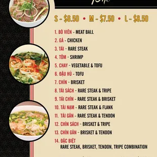 ramen and noodles, menu