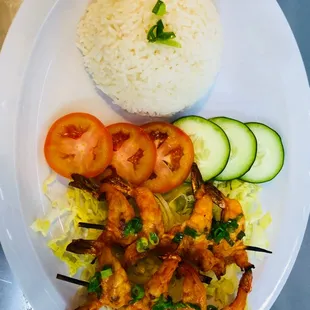 Grilled shrimp w/rice