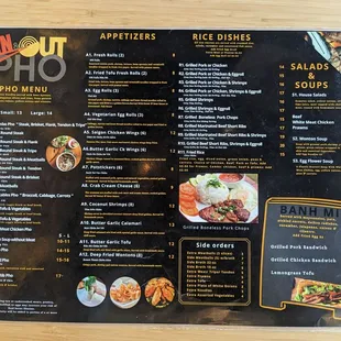 the menu of the restaurant