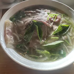 Combination. Pho,  with flank steak, tripe, and tendon