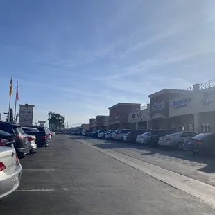 Tight and crowded parking lot.