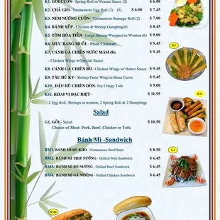 the menu for the restaurant