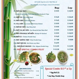 the menu for the restaurant