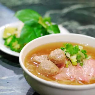 steak and meatball pho