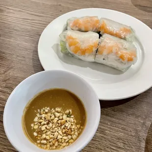 Spring Rolls with peanut miso dip.