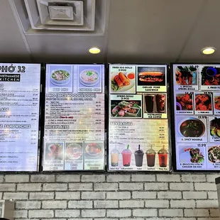 menus on a brick wall