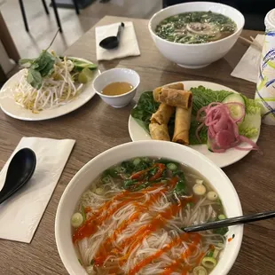 Beef Pho, Fried Egg Rolls