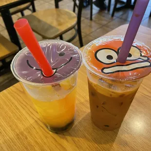 Boba Tea (milk Thai tea boba) &amp; (passion fruit boba)