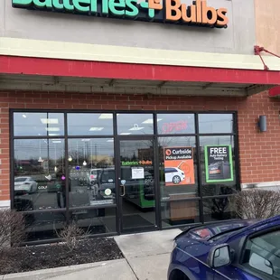 the front of a batteries and bills store